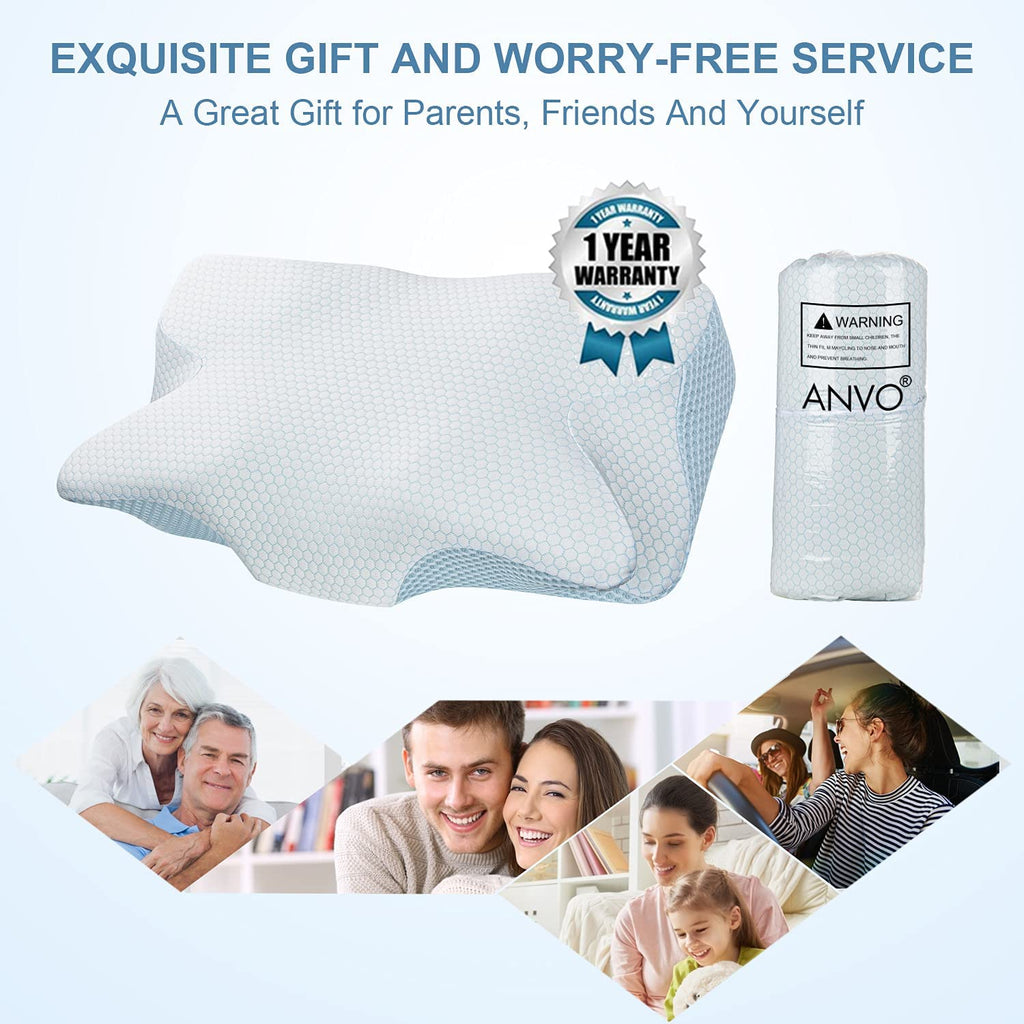 Anvo Memory Foam Pillows, Cervical Pillow for Neck Pain, Neck Pillow