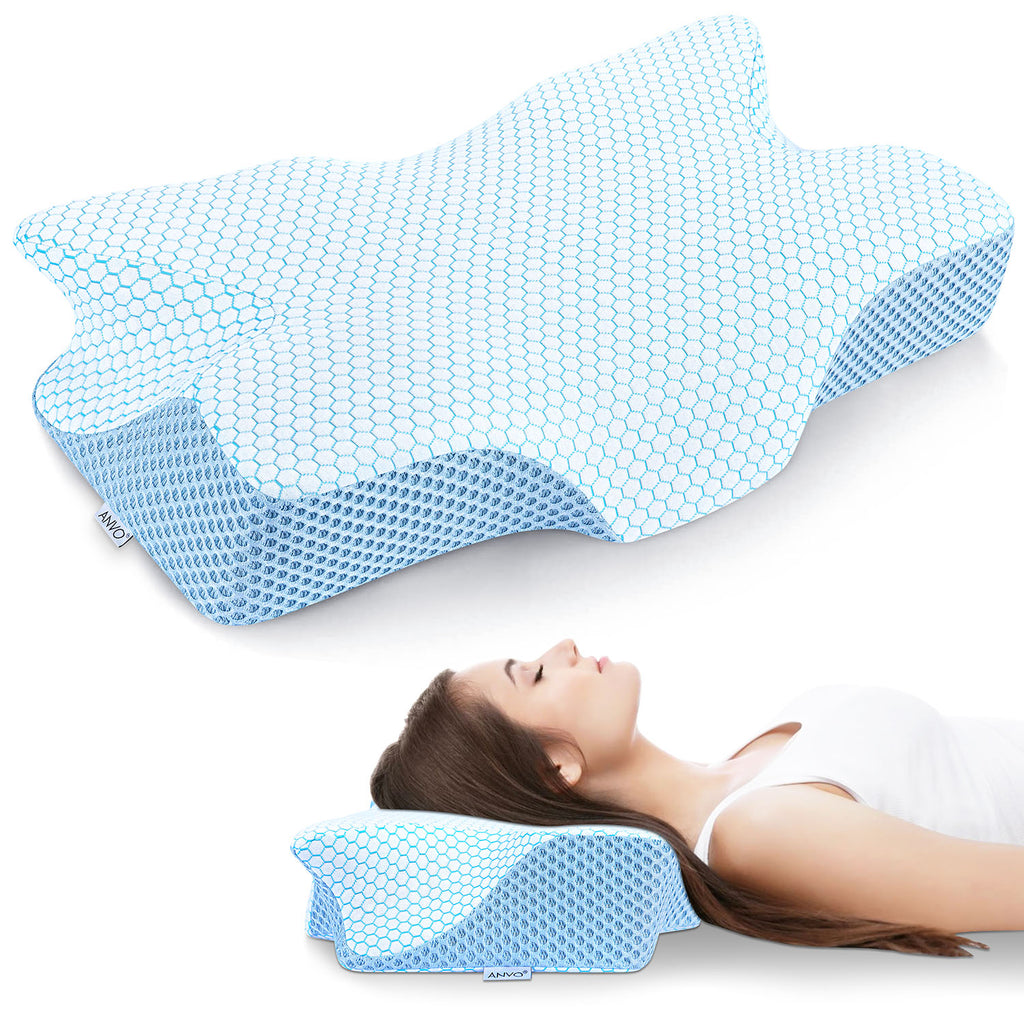 Anvo Memory Foam Pillows, Cervical Pillow for Neck Pain, Neck Pillow for Pain Relief Sleeping