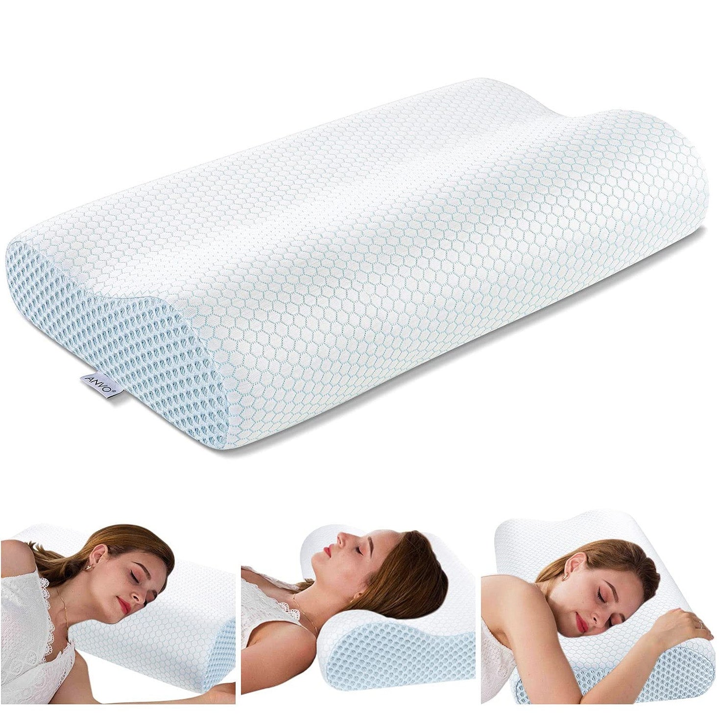 Anvo Memory Foam Pillows, Cervical Pillow for Neck Pain, Neck Pillow for  Pain Relief Sleeping, Side Sleeper Pillow – Anvo Home